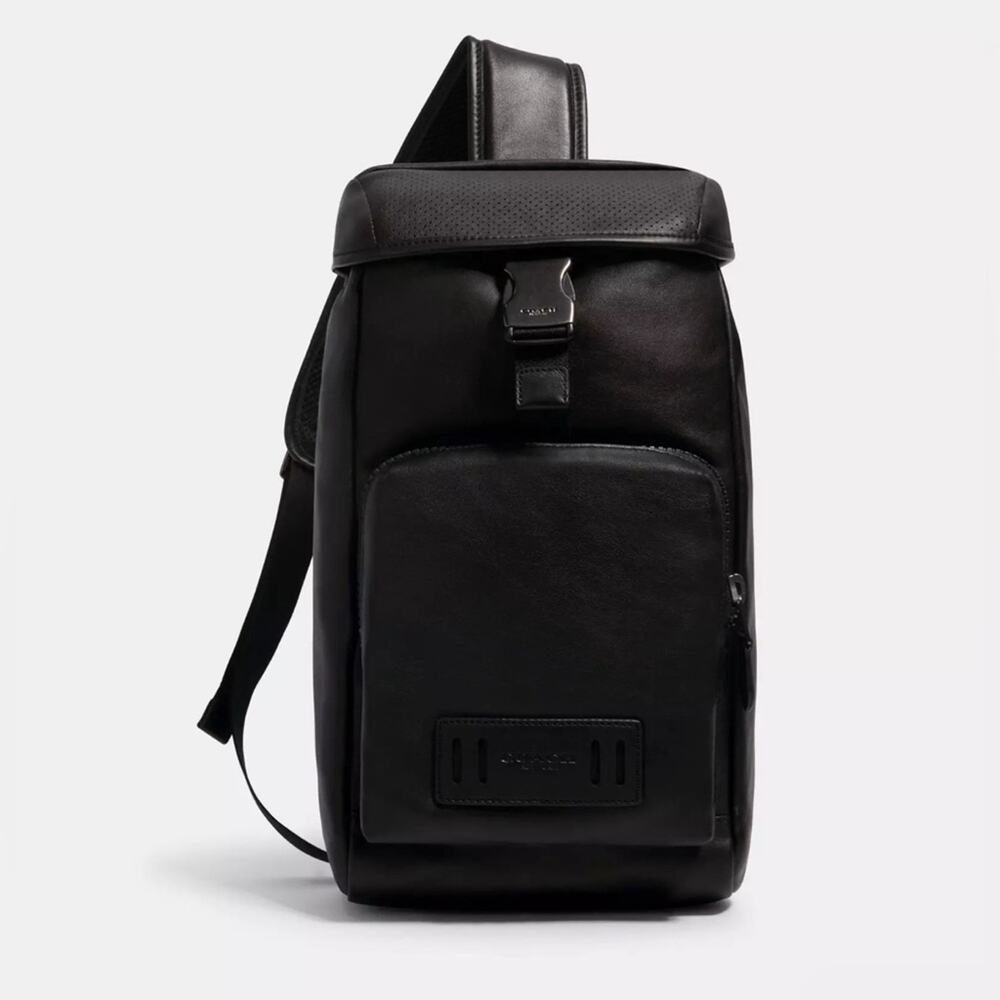 Coach Black Leather Sling Backpack